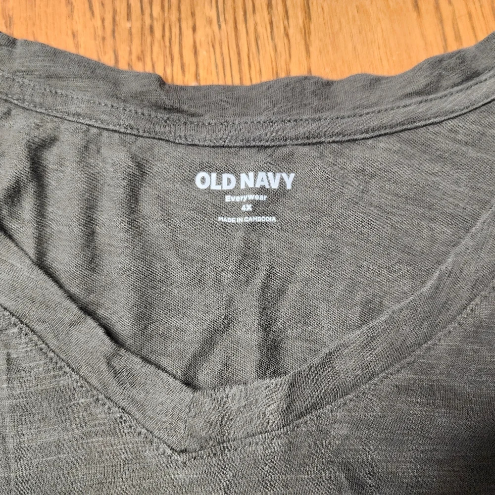 Old Navy Gray Green V-Neck Short Sleeve Plus Size 4X Top - Picture 5 of 8